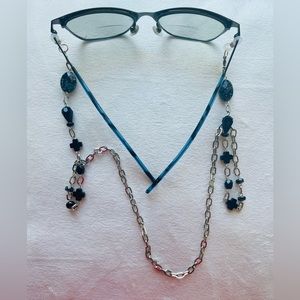 Brand New Black Marble Beads Eyeglass Chain Holder & Sunglass Strap